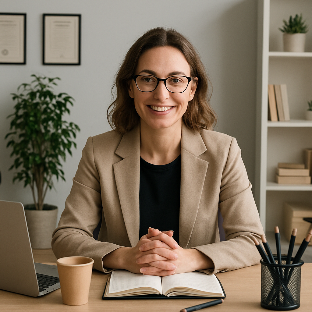 psychologist at her desk without the word psychologist visible