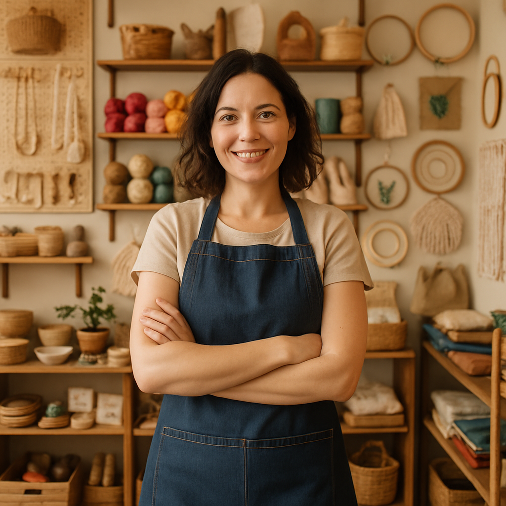 small business owner in her crafts shop